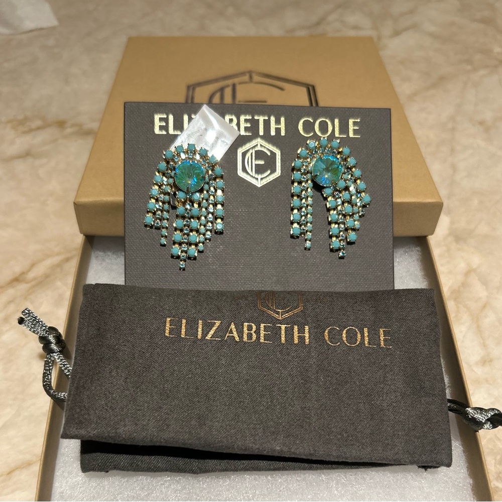 Blue and Gold Chandelier Earrings